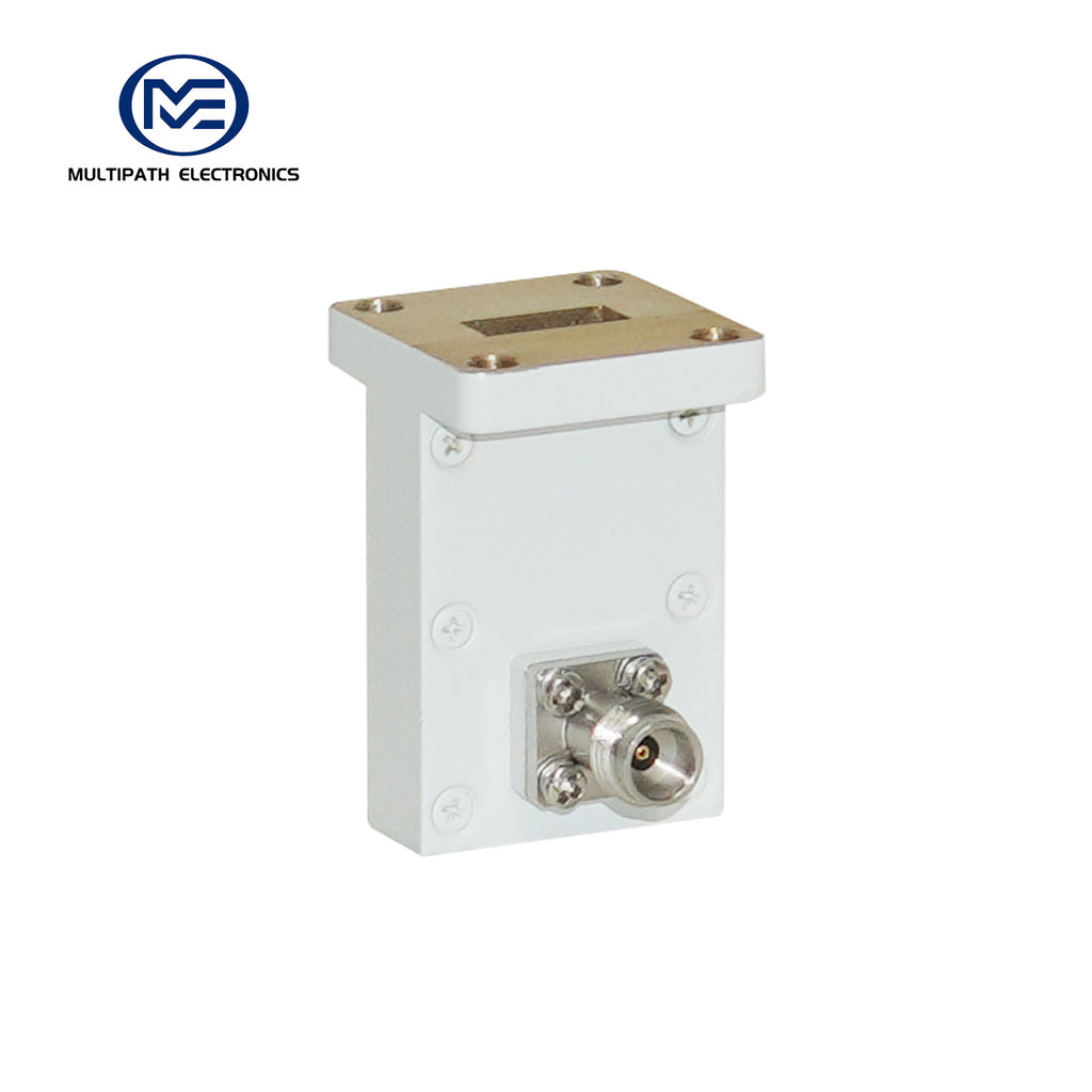 WR42, 2.4 Female, Orthogonal Waveguide to Coax Adapter, 17.6–26.7 GHz