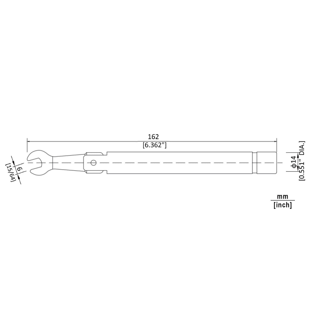Brass SSMA bending torque wrench with a torque of 0.56N·m and an opening of 6.4m