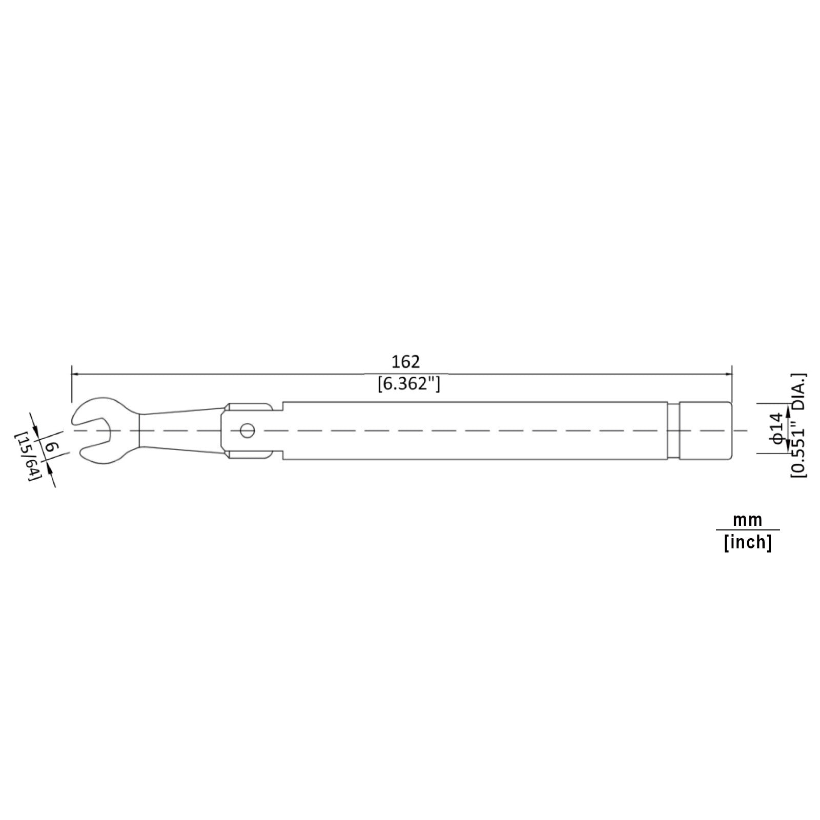 Brass SSMA bending torque wrench with a torque of 0.56N·m and an opening of 6.4m