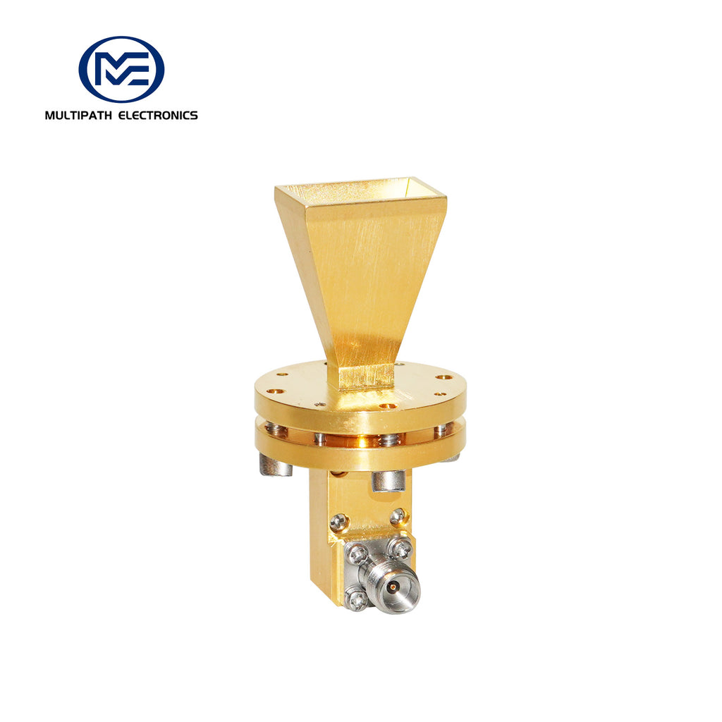 WR19 Standard Gain Horn Antenna with Waveguide-to-Coaxial Adapter, 39.2-59.6 GHz, 10–20 dBi Nominal Gain, 1.85-F