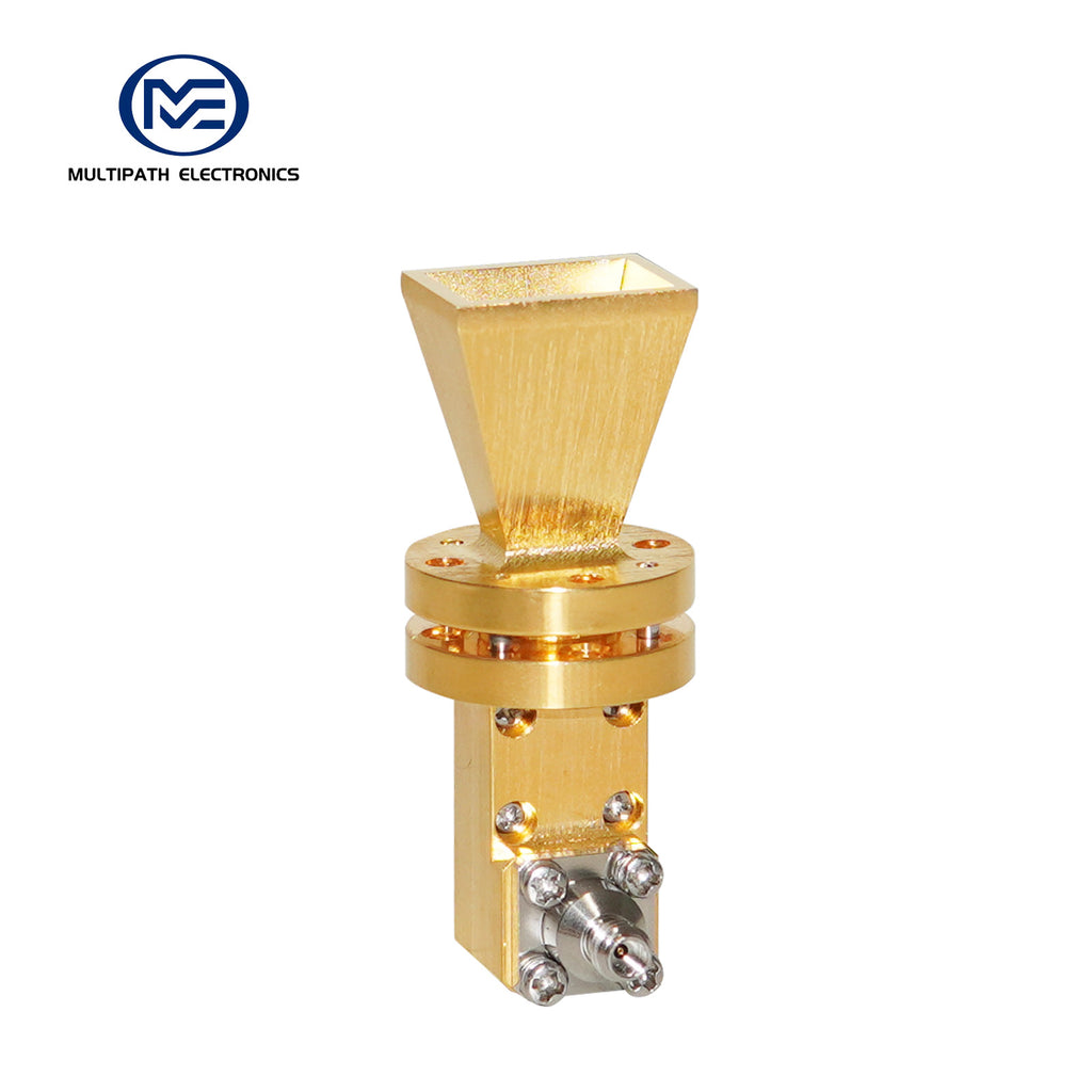 Antenne cornet à gain standard WR15 avec adaptateur guide d'ondes vers coaxial, 49,8-75,8 GHz, gain nominal de 10-20 dBi, 1.0-F