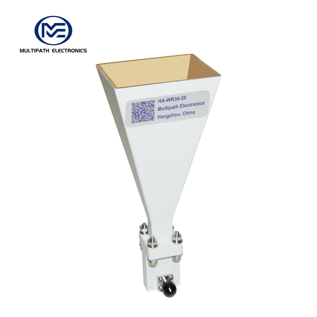 WR34 Standard Gain Horn Antenna with Waveguide-to-Coaxial Adapter, 21.7-33.0 GHz, 10–20 dBi Nominal Gain, 2.4-F