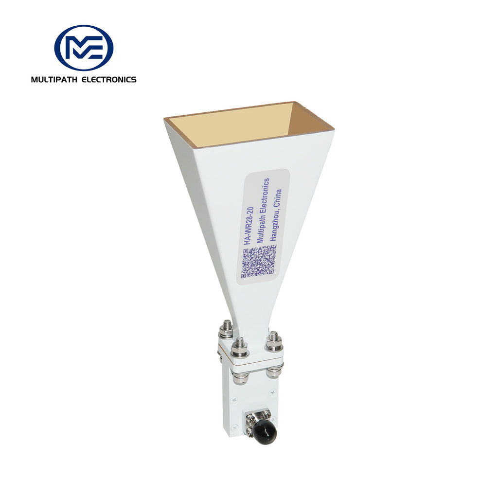 WR28 Standard Gain Horn Antenna with Waveguide-to-Coaxial Adapter, 26.5-40.0 GHz, 10–20 dBi Nominal Gain, 2.4-
