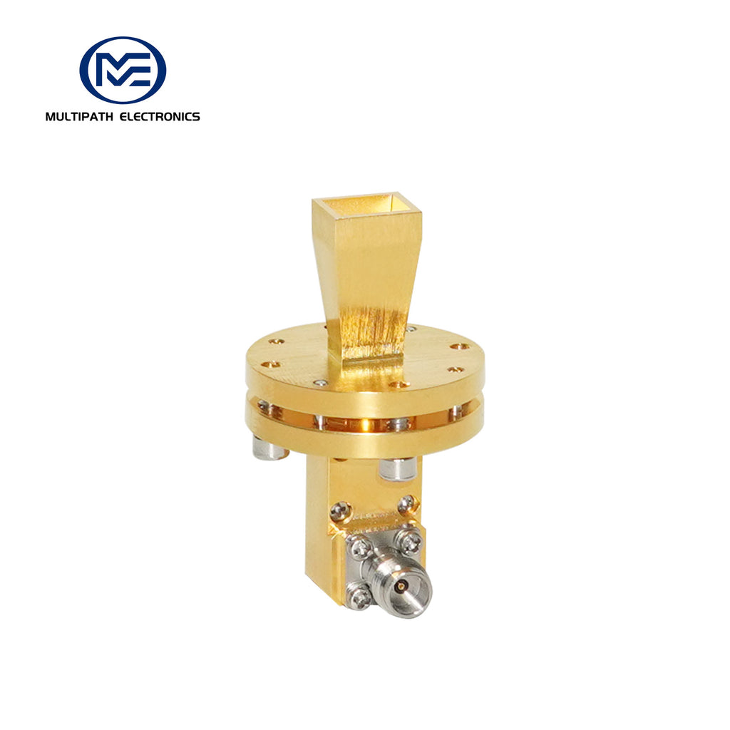 WR19 Standard Gain Horn Antenna with Waveguide-to-Coaxial Adapter, 39.2-59.6 GHz, 10–20 dBi Nominal Gain, 1.85-F