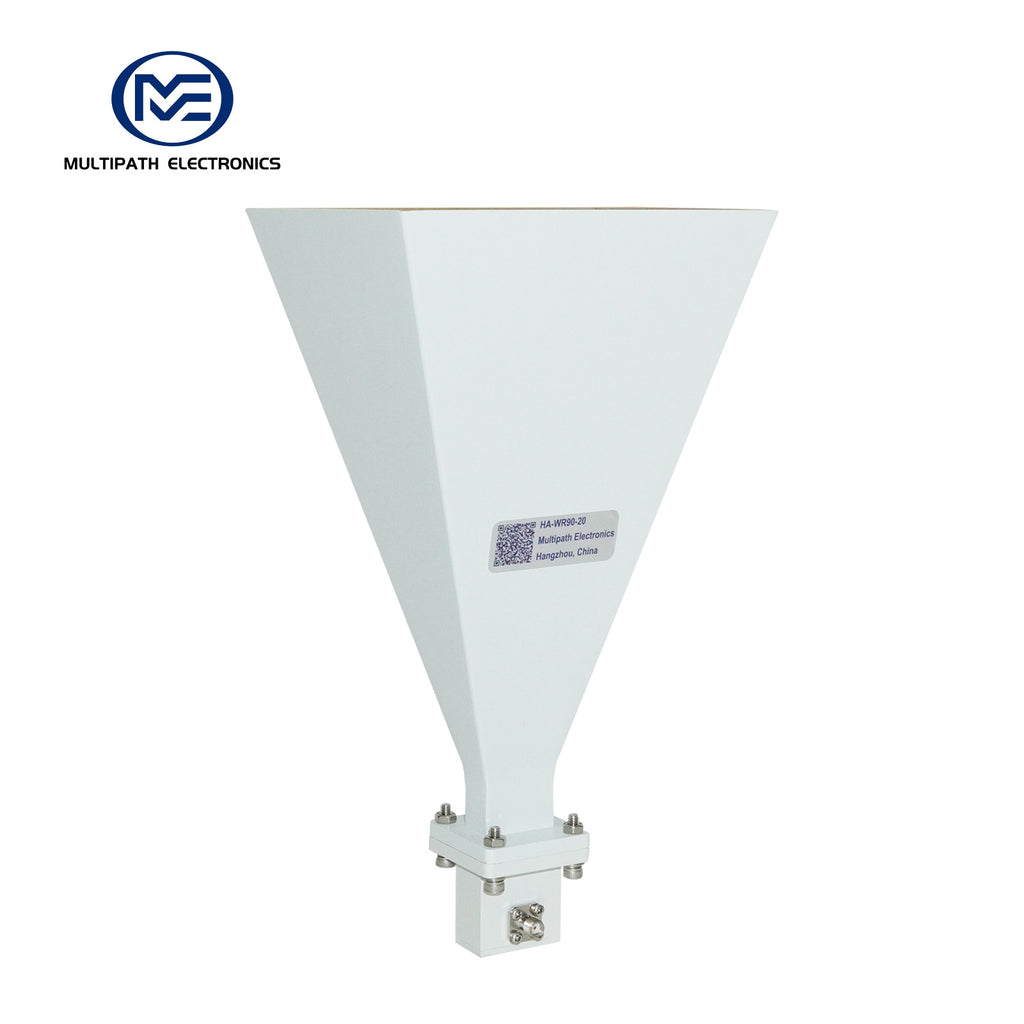 WR90 Standard Gain Horn Antenna with Waveguide-to-Coaxial Adapter, 8.2-12.5 GHz, 10–20 dBi Nominal Gain, SMA-F