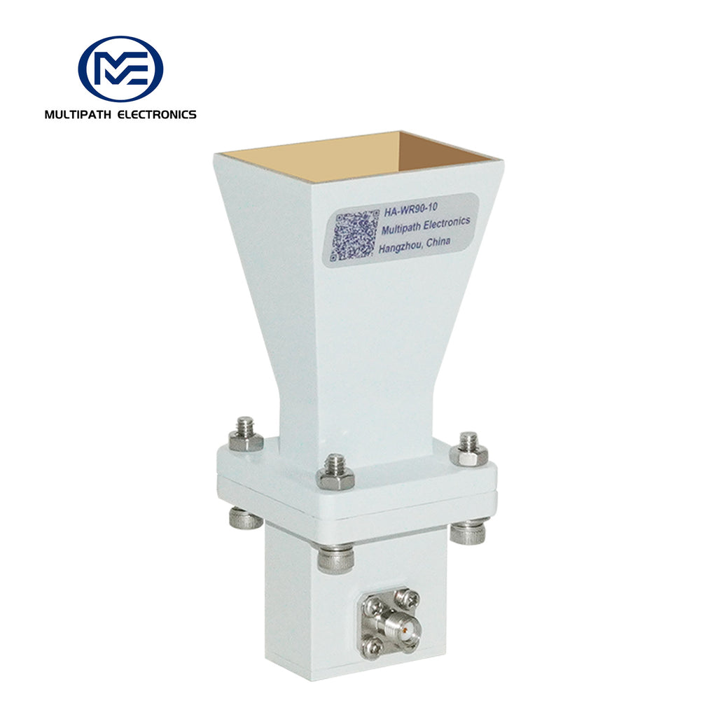 WR90 Standard Gain Horn Antenna with Waveguide-to-Coaxial Adapter, 8.2-12.5 GHz, 10–20 dBi Nominal Gain, SMA-F