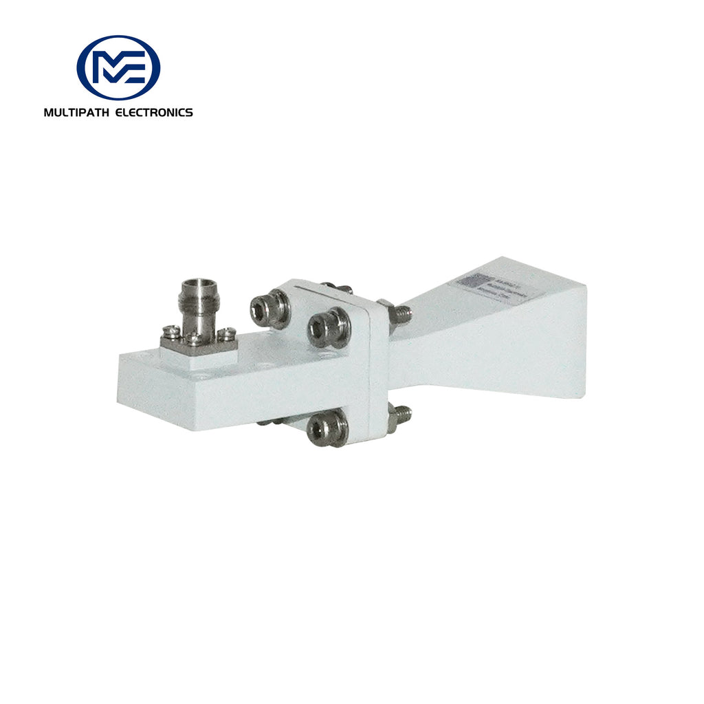 Antenne cornet à gain standard WR42 avec adaptateur guide d'ondes vers coaxial, 17,6-26,7 GHz, gain nominal 10-20 dBi, 2.4-F