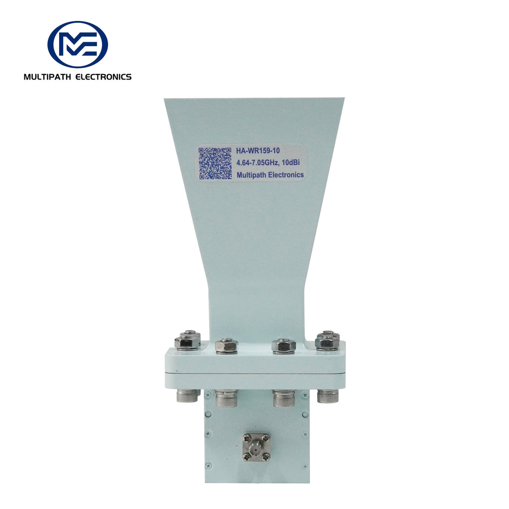 WR159 Standard Gain Horn Antenna with Waveguide-to-Coaxial Adapter, 4.64-7.05 GHz, 10–20 dBi Nominal Gain, SMA-F