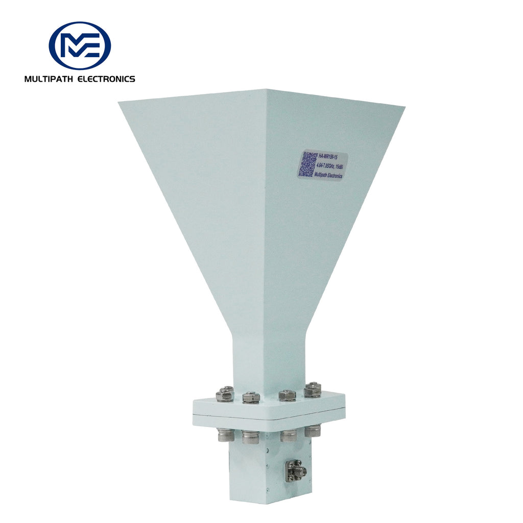 WR159 Standard Gain Horn Antenna with Waveguide-to-Coaxial Adapter, 4.64-7.05 GHz, 10–20 dBi Nominal Gain, SMA-F